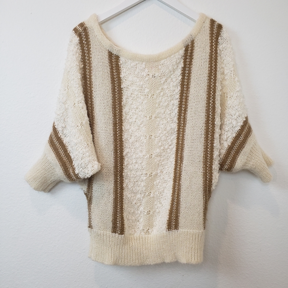 Mohair Sweater in Cream and Camel Size M